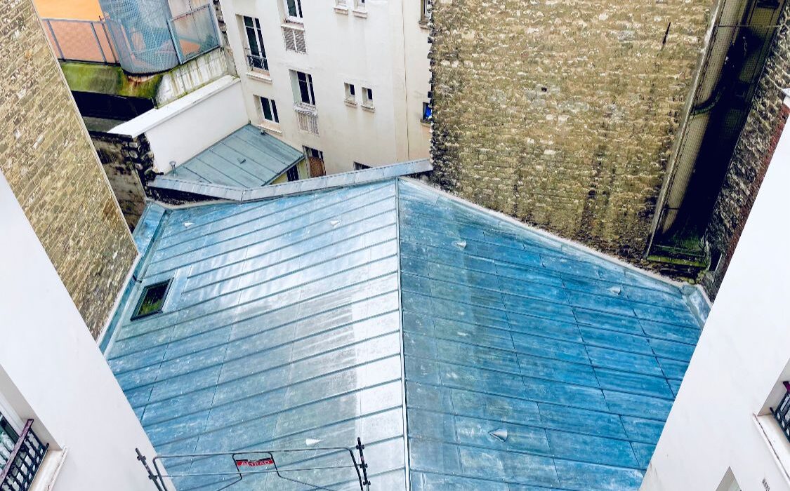 Vue aérienne toits parisiens.