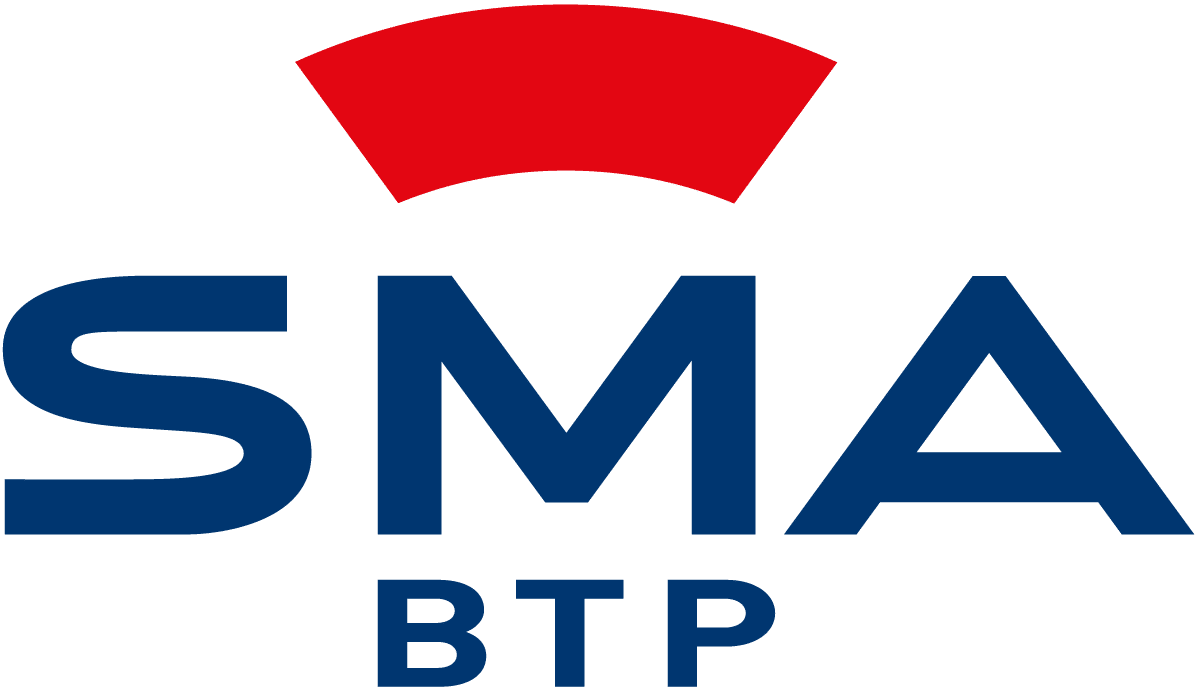 Logo de SMA BTP, construction et assurance.